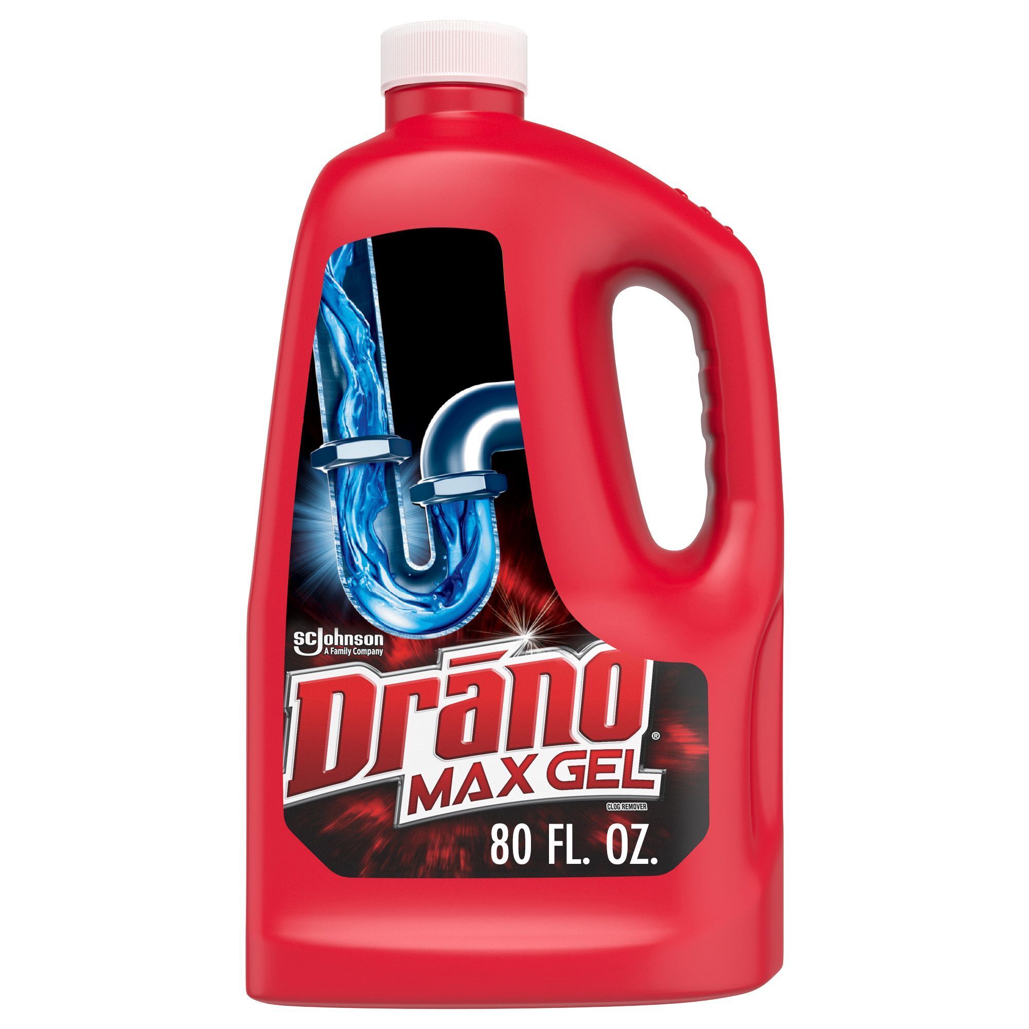 Drano Max Gel Drain Clog Remover and Cleaner for Shower or Sink Drains, Unclogs and Removes Hair, Soap Scum, Blockages, 80 oz